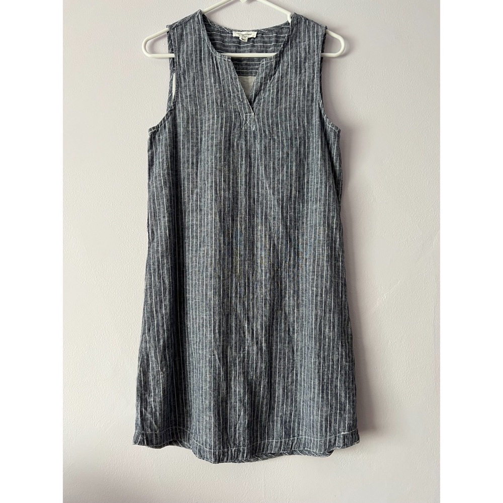🍉 Beach Lunch Lounge Jaylene Linen Blend Striped Tank Dress Small